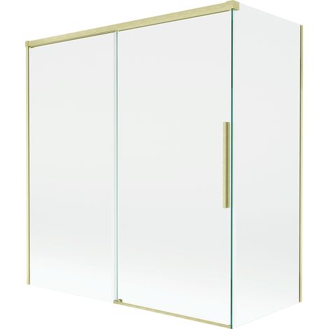 Mexen Rox paravento per vasca da bagno scorrevole a 2 ante 150 + 70 x 150 cm, trasparente, oro spazzolato - 8C9-150-070-55-00