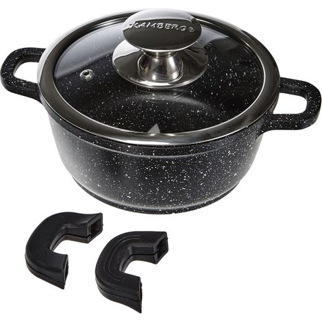 KAMBERG Pentola 16 cm, Ghisa di Alluminio, Rivestimento Antiaderente di Alta Performance Pietra, Coperchio in Vetro, Tutti Fornelli y induzione, Senza PFOA (1/5)