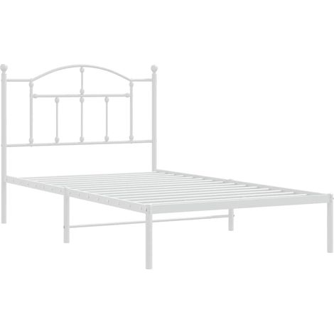 Metal Bed Frame without Mattress with Headboard White 100x190cm vidaXL (1/4)