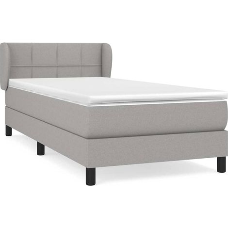 Maison Exclusive - Sommier à lattes de lit avec matelas Gris clair 80x200 cm Tissu (1/5)