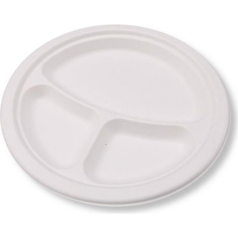 Dreiteilige Zuckerrohrfaserplatte 26 cm 125 Stück