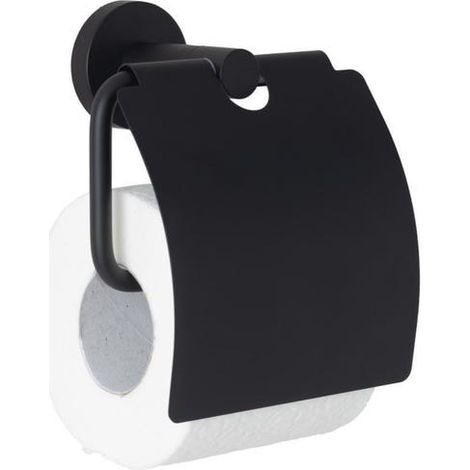 Porta carta igienica con coperchio, nero opaco