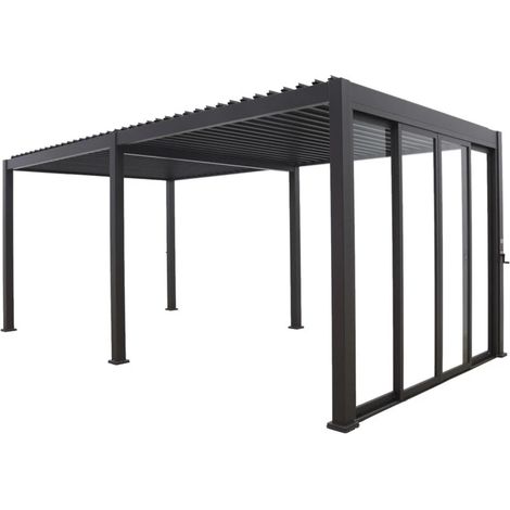 set 4 vetri scorrevoli per pergola bioclimatica eurogarden "atena" in vetro temperato grigio lato 3 mt