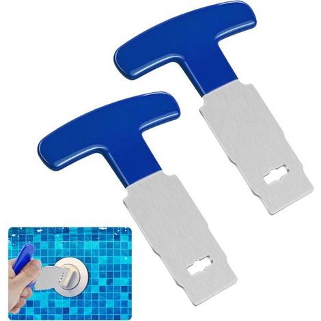Lntyq Lot de 2 outils de retrait de bouchon de piscine avec poignée, outil de retrait de siège oculaire en métal amélioré pour piscine au-dessus et creusée, spa de retour, raccords d'admission, compat (1/5)