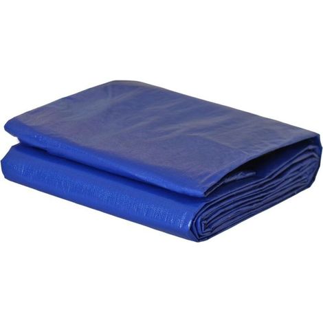 Bâche rectangulaire pour piscine 6 × 10 m – avec filet de drainage, résistante aux UV, bleue, renforcée avec anneaux de fixation (1/5)