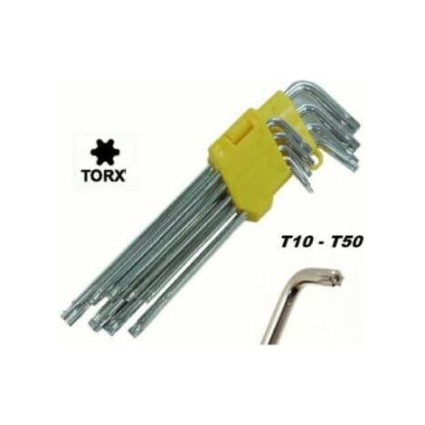 SET CHIAVI TORX 9 PZ FRANCESI L METRICHE FORO BRUGOLA LUNGHE T10 T50 SW 214