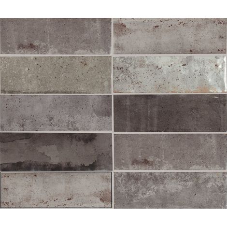 Carrelage mural faience effet rustique ROCK 16x5cm Gris - boîte de 0.71 m2 16 x 5 cm Gris - - boîte de 0.71 m2
