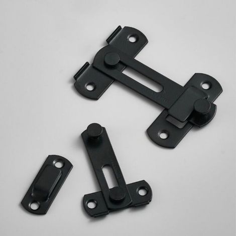 Serrure Coulissante - Acier Inoxydable - Pour Portes Coulissantes Intérieures Extérieures - 100 x 70 mm - Trou de Montage 5 mm - Noir - 2 Pièces (1/5)