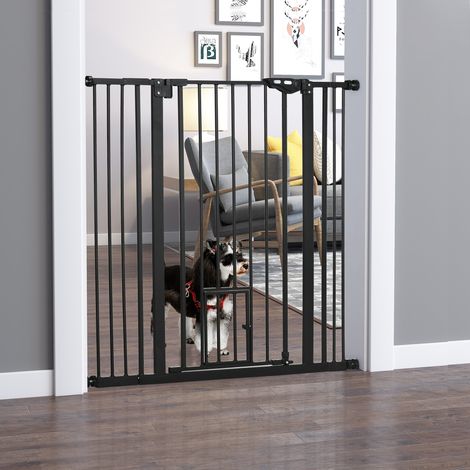 Barrière de sécurité pour animaux, 104,1 cm de hauteur, porte à fermeture automatique, système de double verrouillage, noir (1/5)