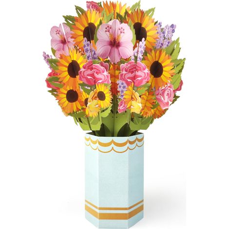 Bouquet 3D - Carte De Voeux En Relief - Tournesol - Pour Fête Des Mères Et Fête Des Enseignants - 1 Pièce (1/5)
