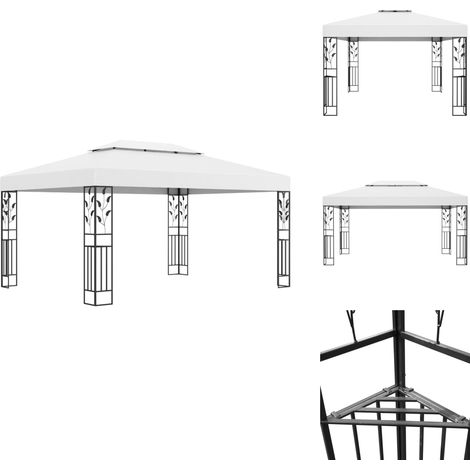 Pavillon mit Doppeldach 3x4 m Weiß - Pavillon - Gartenpavillon - Markise - Sommergarten - Grillparty (1/5)