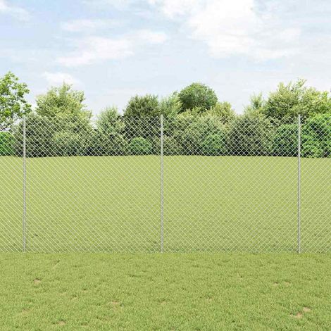 Zaun mit Pfosten Silber 1,6 x 10 m Stahl
