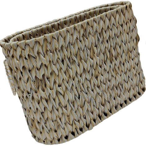 Panier de rangement en osier avec couvercle organisateur de salle de bain étroit pour 6 à 9 rouleaux portable pour placard (1/5)