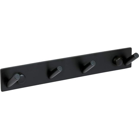 Porte-Serviettes en Acier Inoxydable en Noir - Porte-Crochet Salle de Bain (Acier Inoxydable (Noir), 4 Crochets) (1/5)