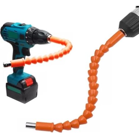 Rallonge Perceuse flexible d'extension embout de 295 mm, arbre articulé, résistant, rotation à 360°, tournevis d'angle adaptateur,Orange