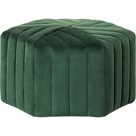 Pouf in Velluto Color Verde Scuro 29 x 53 x 48 cm Forma Esagonale Murietta