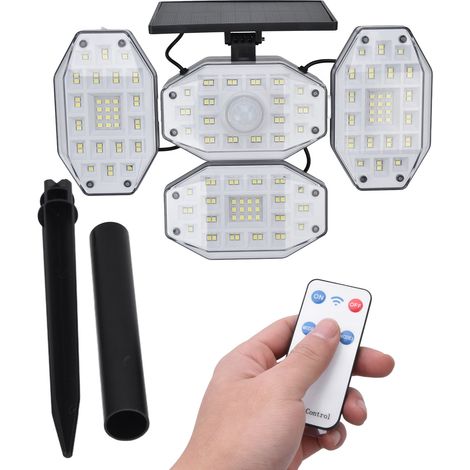 Solar-Gartenleuchte mit 164 LEDs, Wandleuchte mit Bewegungsmelder, Fernbedienung, Rasenbeleuchtung für Pflanzen, zwei Installationsmodi, fünf Beleuchtungsmodi, wasserdicht für den Außenbereich, eingeb (1/5)