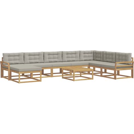 Set di divani da esterno 9 pz Bianco e Grigio Chiaro vidaXL (1/5)