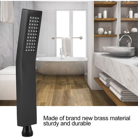 Pommeau de douche à main en laiton chromé noir mat, douchette de salle de bain (1/5)