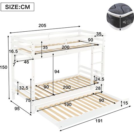 Modulares Sofa aus Holz in Weiß 205 x 95 x 150 cm HOMAIRE (1/5)