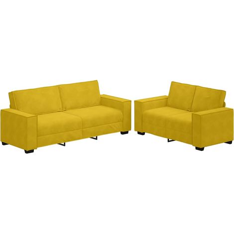 Maison Exclusive - Set di Divani 2 pz con Cuscini giallo in Velluto