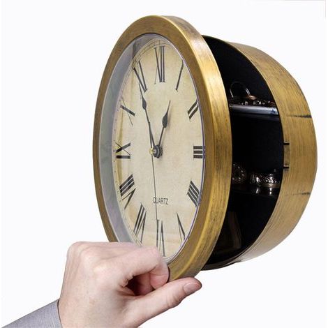 Horloge murale, boîte de rangement cachée, argent, bijoux, objets de valeur, compartiment de rangement d'argent liquide (1/5)