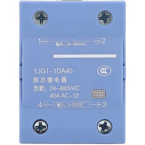 Relais statique 40 A, monophasé, entrée CC 3–32 V, sortie CA 24–480 V, SSR pour machines et systèmes