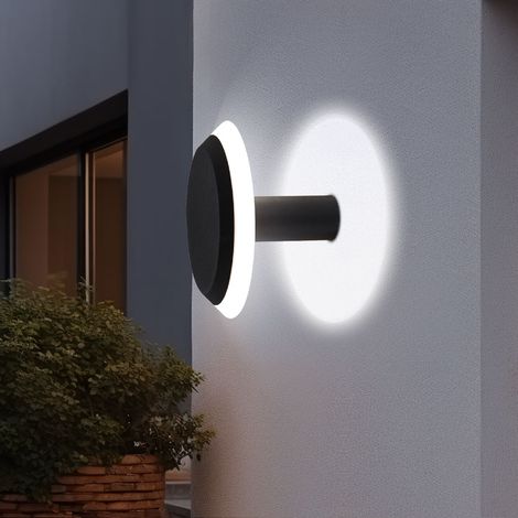 Wandleuchte Außen Wandlampe Außenleuchte Wandstrahler Aluminium, grau opal, 1x LED 4,5 Watt 320 Lumen warmweiß, DxT 20x13,7 cm