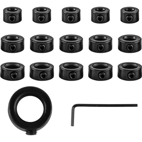 Lot de 15 bagues de réglage 6 mm, 8 mm, 10 mm, bagues de blocage de profondeur, butée de profondeur pour forets (1/4)