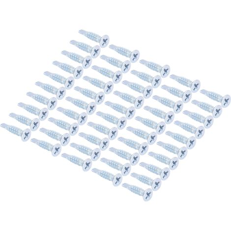 Lot de 50 vis à bois auto-perceuses tête plate acier carbone zingué 4,2x19mm pour réparation et équipement électrique (1/5)