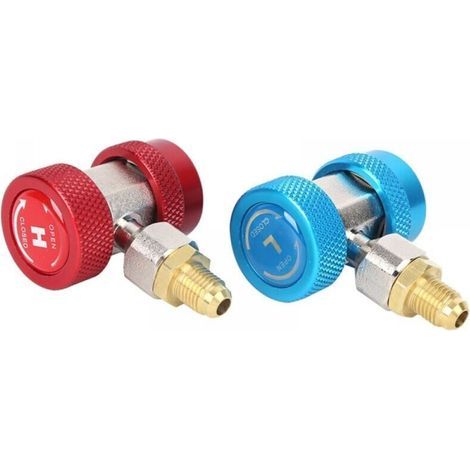 R134A Adaptateur,Connecteur Coupleur Rapide Climatisation Haut et Bas Raccords Rapides de Réfrigérant pour Distributeur de Réfrigérant 1/4 " A (1/4)