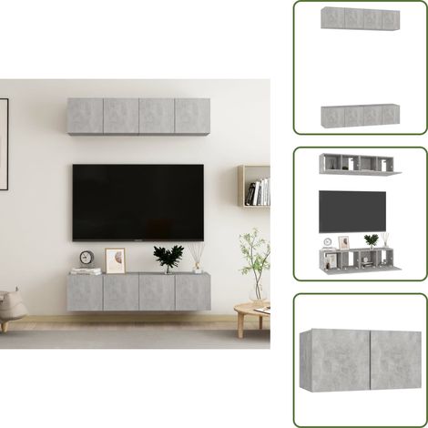 TV-Schränke 4 Stk. Betongrau 60x30x30 cm Holzwerkstoff - TV Schrank - Wandmontage - Regal - Wohnzimmereinrichtung - Betongrau (1/5)