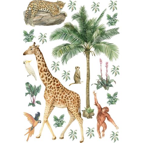 sticker mural animaux de la jungle vert jungle - Sanders & Sanders (1/2)