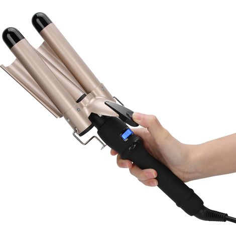 Fer à boucler 3 barillets pour ondulations cheveux, lisseur or 32mm, voltage 110-240V EU prise (1/5)