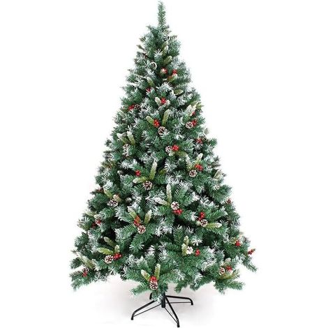 Arbre de Noël Artificiel de 5 Pieds, Arbre de Noël en épicéa à charnière Non éclairé avec 450 branches et support pliable en métal, for intérieur extérieur,parfait pour Noël (1/5)