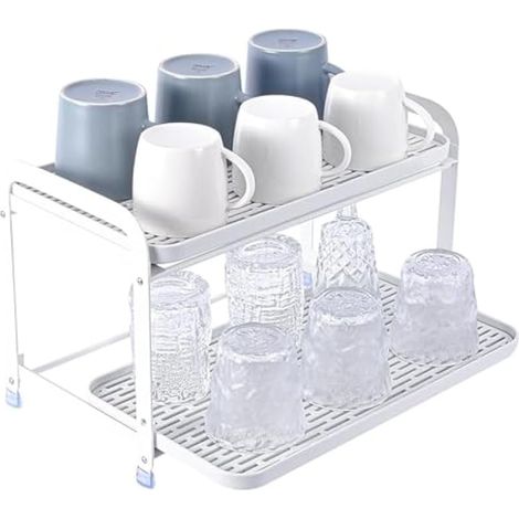 Porte-tasse à café, organisateur de tasses en verre à plusieurs niveaux, égouttoir à fruits, plateau d'égouttement avec égouttoir, organisateur d'épices de cuisine, utilisation individuelle (1/5)