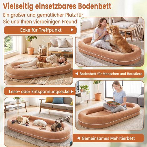 Removable Human Dog Bed with Plush Blanket - Brown (1/5)
