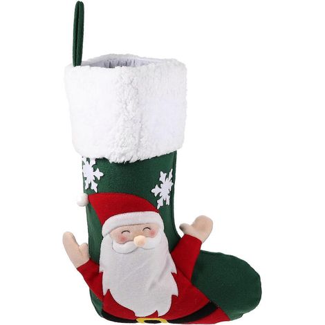 Chaussette de Noël à suspendre, jolie chaussette de Noël du Père Noël, décoration de fête de Noël-42X21CM