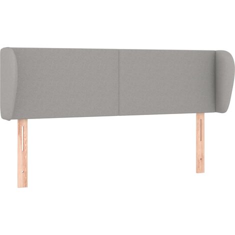 Testiera complemento letto arredo camera con bordo laterale 147 x 23 x 78/88 cm tessuto grigio chiaro TDL0205240