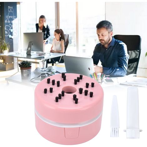 Mini aspirateur de bureau portable sans fil, idéal pour la maison et le bureau, rechargeable par USB, rose. (1/5)