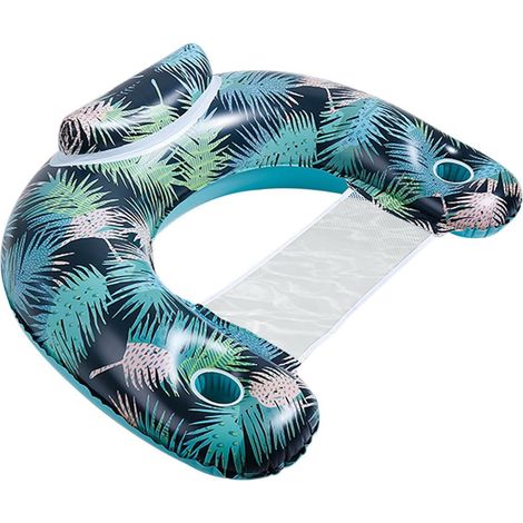Chaise Flottante Piscine 2 Pièces en PVC Avec Porte-Gobelet Chaise Longue Gonflable Flottante Aquatique Pour Pool Party Plage Mer Lac Rivière Bain De Bronzage (1/5)