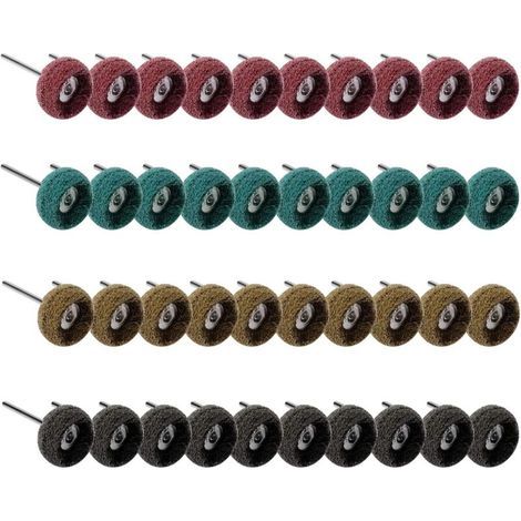 Lot de 40 roues de polissage abrasives pour outil rotatif Dremel, meuleuse d'établi à bois, grain 80/150/240/300/400 (1/5)