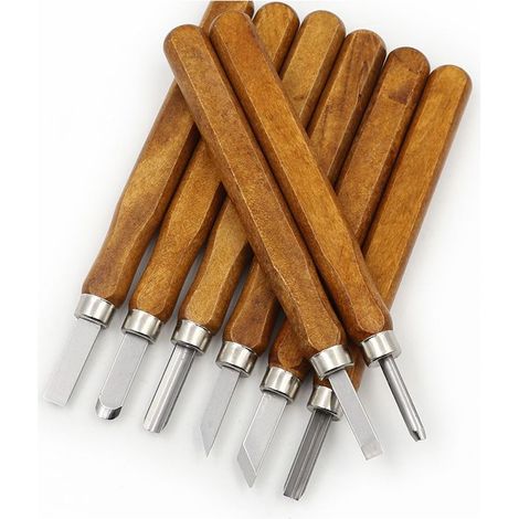 12Pcs Kit d'outils de sculpture sur bois Ciseaux de sculpture professionnels Poignée de couteau Sculpture Sculptures Expert Carpenter Débutants avec Pierre d'Affutage (1/5)