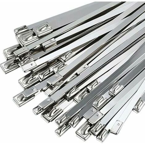 Collier de Serrage Inox 50 Pièces, 300mm×4,6mm Attache Câblées Acier Inoxydable, Collier de Serrage Inox Pour Enroulement D'échappement, Câbles Groupés, Entretenir les Clôtures et les Auvents-Crezuo