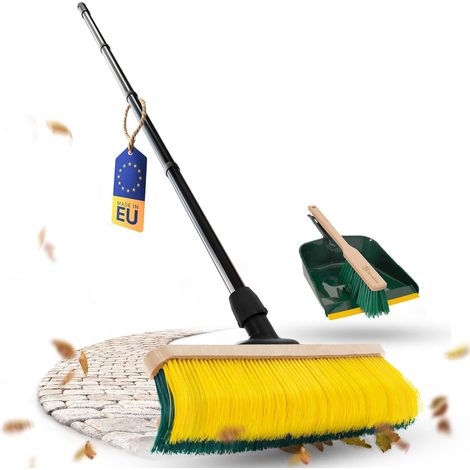 Balai à griffes Novaliv avec manche 60 cm, y compris ensemble de balayage extérieur, balai spécial à poils courbés - idéal comme balai de jardin,