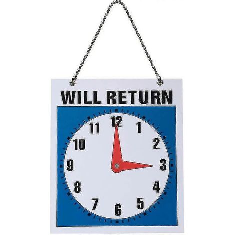 Lot de 2 panneaux d'horloge « Retour possible » en PVC, pour bureau, magasin, bar, vitrine, salle de conférence - Yvan (1/5)