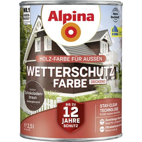Alpina Wetterschutzfarbe 2,5 L schokobraun Holzschutzfarbe (1/3)