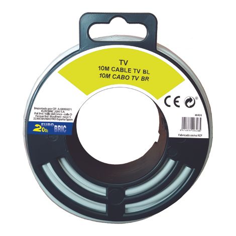 10m Cable Coaxial TV conductor de cobre satélite blanco