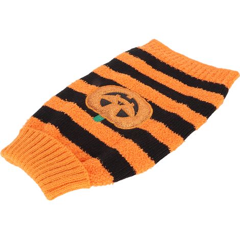 Pull pour chien Halloween Automne Hiver Élégant Mignon Doux Extensible Rayé Citrouille Pull pour chien pour fête d'Halloween et usage quotidien M (1/5)