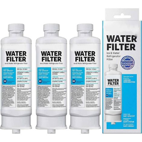 Paquete de 3 filtros de agua para refrigerador DA97-17376B (300 galones) para Samsung DA97-08006C HAF-Qin/EXP (1/4)